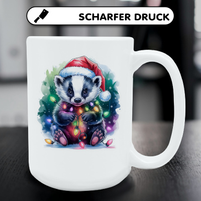 XXL Tasse mit dem Motiv Dachs mit Weihnachtsmtze - Ansicht 5
