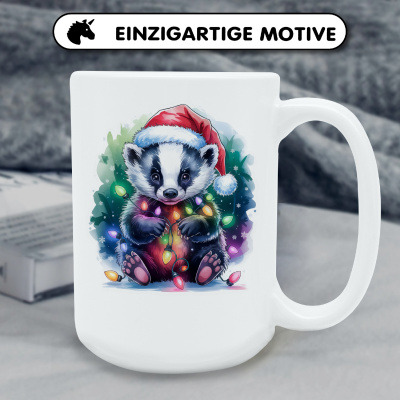 XXL Tasse mit dem Motiv Dachs mit Weihnachtsmtze - Ansicht 6