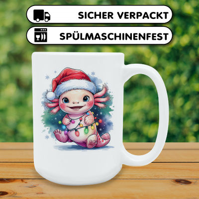 XXL Tasse mit dem Motiv Axolotl mit Weihnachtsmtze - Ansicht 4