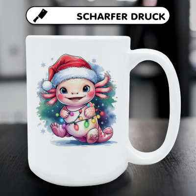 XXL Tasse mit dem Motiv Axolotl mit Weihnachtsmtze - Ansicht 5