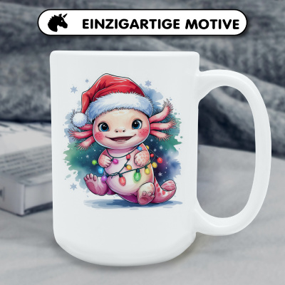 XXL Tasse mit dem Motiv Axolotl mit Weihnachtsmtze - Ansicht 6