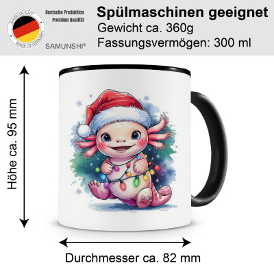 Tasse mit dem Motiv Axolotl mit Weihnachtsmtze - Ansicht 2