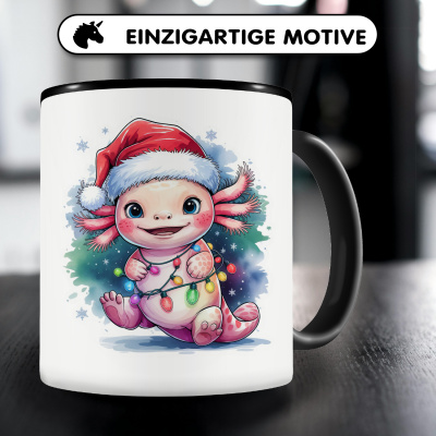 Tasse mit dem Motiv Axolotl mit Weihnachtsmtze - Ansicht 3