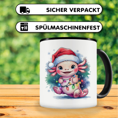 Tasse mit dem Motiv Axolotl mit Weihnachtsmtze - Ansicht 4