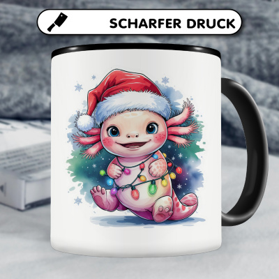 Tasse mit dem Motiv Axolotl mit Weihnachtsmtze - Ansicht 5