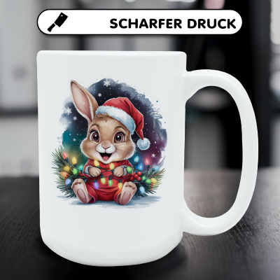 XXL Tasse mit dem Motiv Hase mit Weihnachtsmtze - Ansicht 5
