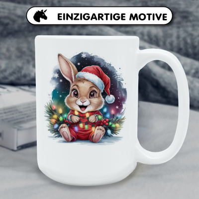XXL Tasse mit dem Motiv Hase mit Weihnachtsmtze - Ansicht 6