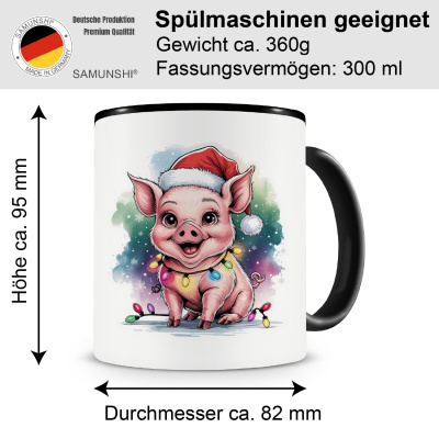 Tasse mit dem Motiv Schwein mit Weihnachtsmtze - Ansicht 2