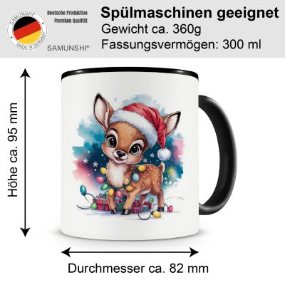 Tasse mit dem Motiv Reh Rehkitz mit Weihnachtsmtze - Ansicht 2