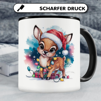 Tasse mit dem Motiv Reh Rehkitz mit Weihnachtsmtze - Ansicht 5