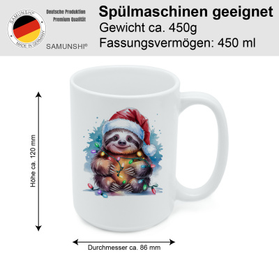 XXL Tasse mit dem Motiv Faultier mit Weihnachtsmtze - Ansicht 2