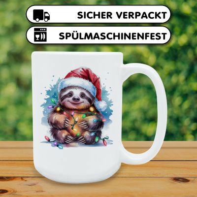 XXL Tasse mit dem Motiv Faultier mit Weihnachtsmtze - Ansicht 4