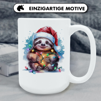 XXL Tasse mit dem Motiv Faultier mit Weihnachtsmtze - Ansicht 6