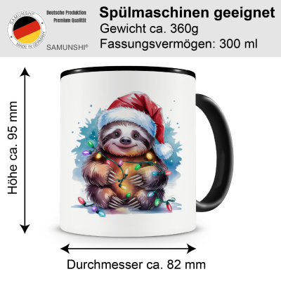 Tasse mit dem Motiv Faultier mit Weihnachtsmtze - Ansicht 2