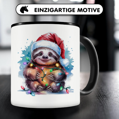 Tasse mit dem Motiv Faultier mit Weihnachtsmtze - Ansicht 3