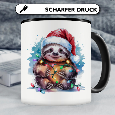 Tasse mit dem Motiv Faultier mit Weihnachtsmtze - Ansicht 5