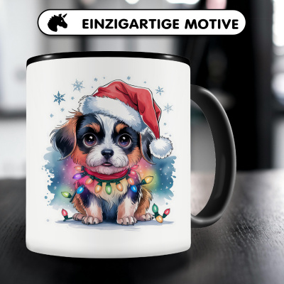 Tasse mit dem Motiv Hund mit Weihnachtsmtze - Ansicht 3