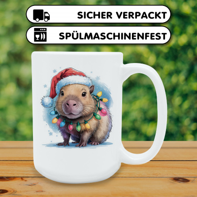 XXL Tasse mit dem Motiv Capybara mit Weihnachtsmtze - Ansicht 4