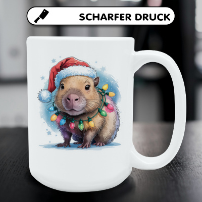 XXL Tasse mit dem Motiv Capybara mit Weihnachtsmtze - Ansicht 5