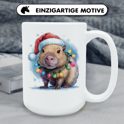 XXL Tasse mit dem Motiv Capybara mit Weihnachtsmtze - Ansicht 6