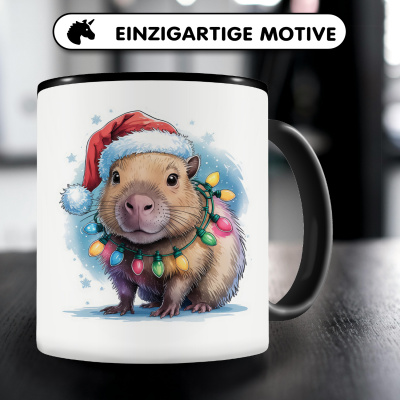 Tasse mit dem Motiv Capybara mit Weihnachtsmtze - Ansicht 3