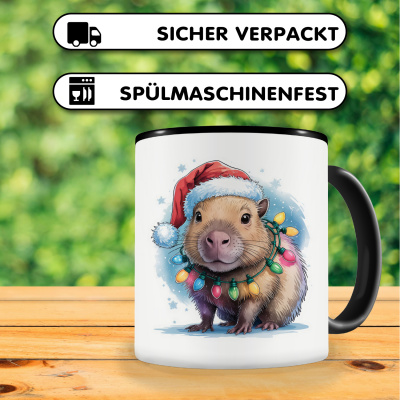 Tasse mit dem Motiv Capybara mit Weihnachtsmtze - Ansicht 4