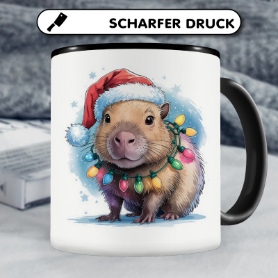 Tasse mit dem Motiv Capybara mit Weihnachtsmtze - Ansicht 5