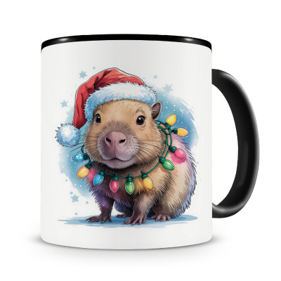 Tasse mit dem Motiv Capybara mit Weihnachtsmtze