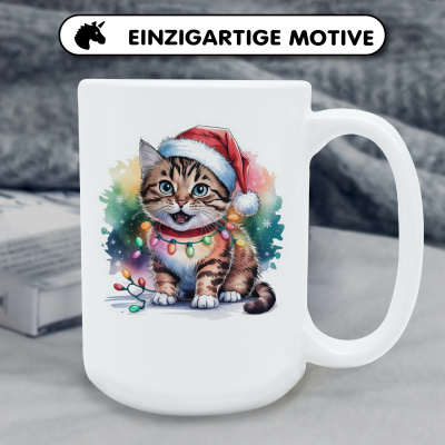 XXL Tasse mit dem Motiv Katze mit Weihnachtsmtze - Ansicht 6