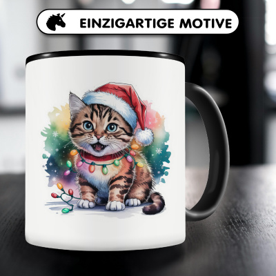 Tasse mit dem Motiv Katze mit Weihnachtsmtze - Ansicht 3