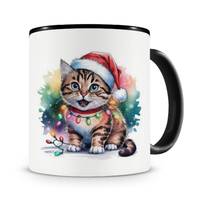 Tasse mit dem Motiv Katze mit Weihnachtsmtze