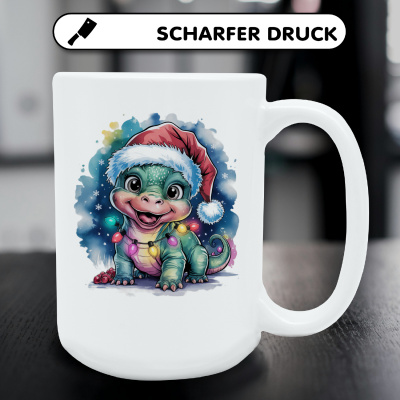 XXL Tasse mit dem Motiv Dino mit Weihnachtsmtze - Ansicht 5