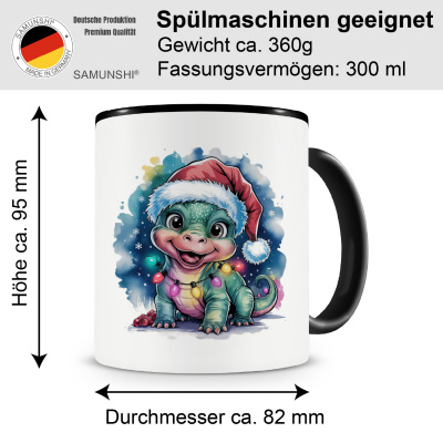 Tasse mit dem Motiv Dino mit Weihnachtsmtze - Ansicht 2