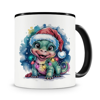 Tasse mit dem Motiv Dino mit Weihnachtsmtze - Ansicht 1