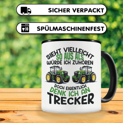 Tasse mit dem Motiv Sieht vielleicht so aus Trecker Grün - Ansicht 4
