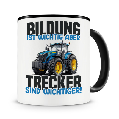 Tasse mit dem Motiv Bildung Wichtig Trecker Wichtiger Blau