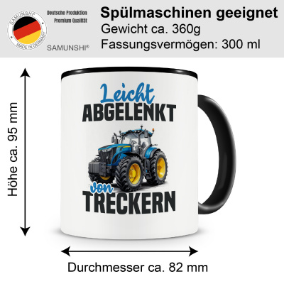 Tasse mit dem Motiv Leicht abgelenkt von Treckern Blau - Ansicht 2