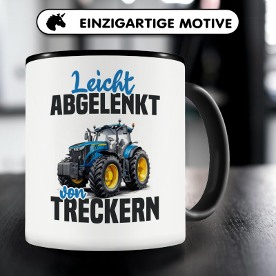 Tasse mit dem Motiv Leicht abgelenkt von Treckern Blau - Ansicht 3