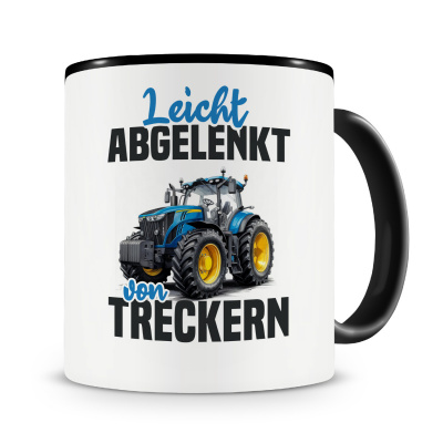 Tasse mit dem Motiv Leicht abgelenkt von Treckern Blau
