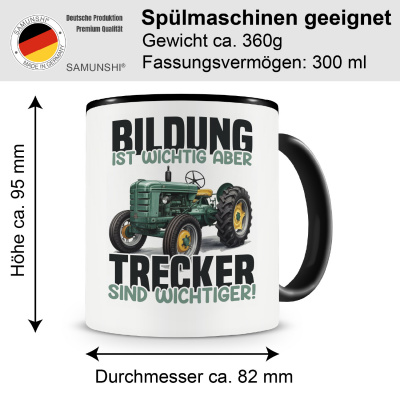 Tasse mit dem Motiv Bildung Wichtig Trecker Wichtiger Retro - Ansicht 2