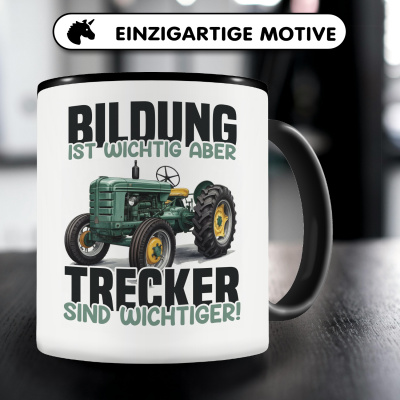 Tasse mit dem Motiv Bildung Wichtig Trecker Wichtiger Retro - Ansicht 3
