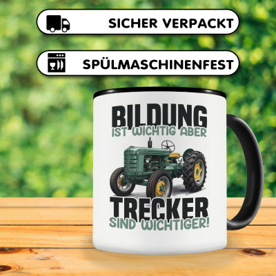 Tasse mit dem Motiv Bildung Wichtig Trecker Wichtiger Retro - Ansicht 4
