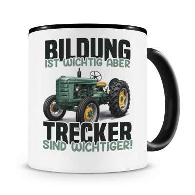 Tasse mit dem Motiv Bildung Wichtig Trecker Wichtiger Retro