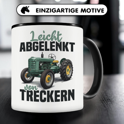 Tasse mit dem Motiv Leicht abgelenkt von Treckern Retro - Ansicht 3