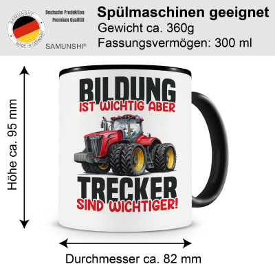 Tasse mit dem Motiv Bildung Wichtig Trecker Wichtiger Rot - Ansicht 2