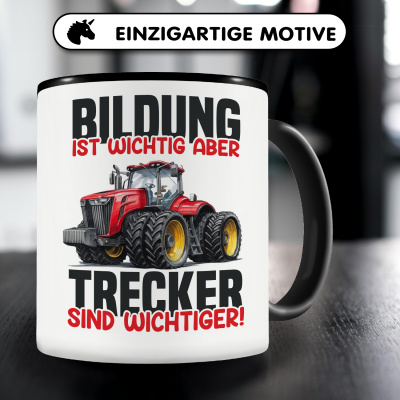 Tasse mit dem Motiv Bildung Wichtig Trecker Wichtiger Rot - Ansicht 3