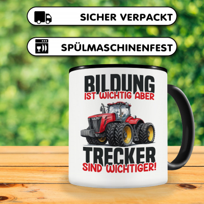 Tasse mit dem Motiv Bildung Wichtig Trecker Wichtiger Rot - Ansicht 4