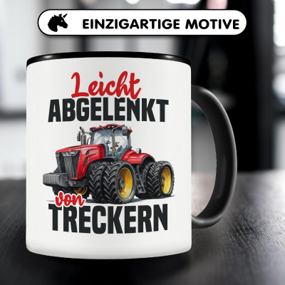 Tasse mit dem Motiv Leicht abgelenkt von Treckern Rot - Ansicht 3