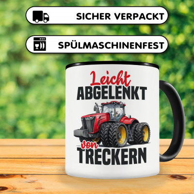 Tasse mit dem Motiv Leicht abgelenkt von Treckern Rot - Ansicht 4