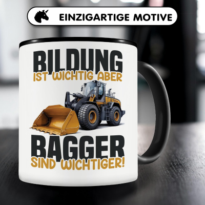 Tasse mit dem Motiv Bildung Wichtig Bagger Wichtiger - Ansicht 3
